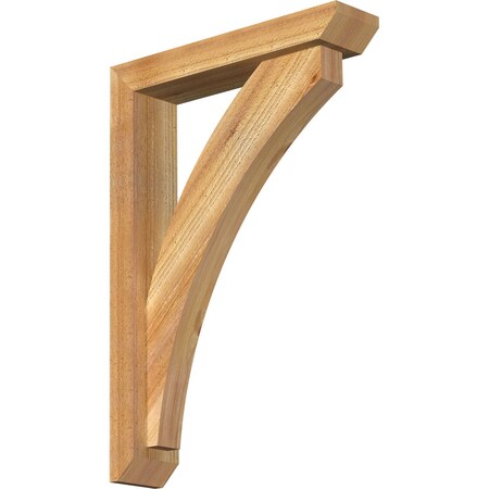 Ekena Millwork Thorton Slat Rough Sawn Bracket w/ Offset Brace, Western Red Cedar, 4"W x 18"D x 26"H BKT0402X18X26THR06RWR